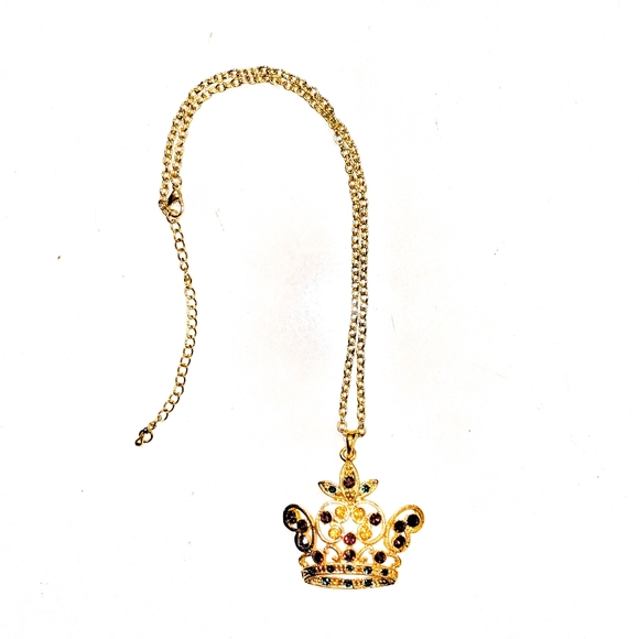 Mardi Gras Gold Crown Royalty Gold Chain Necklace - Picture 6 of 6